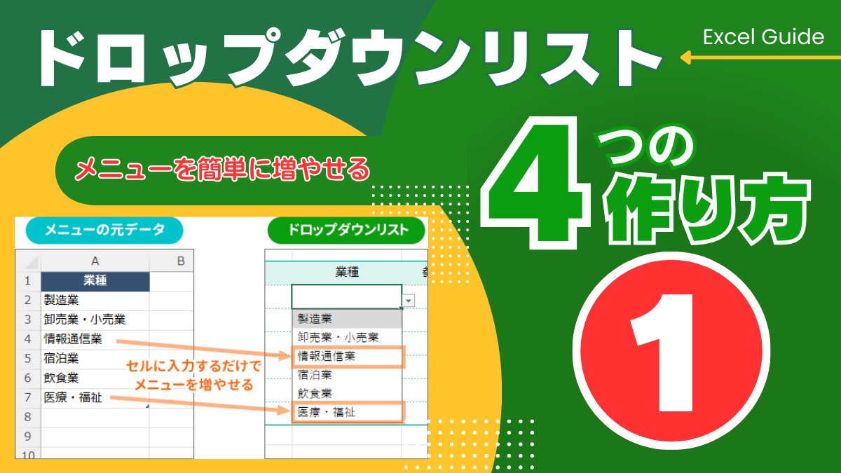 メニューを簡単に増やせるExcelドロップダウンリスト