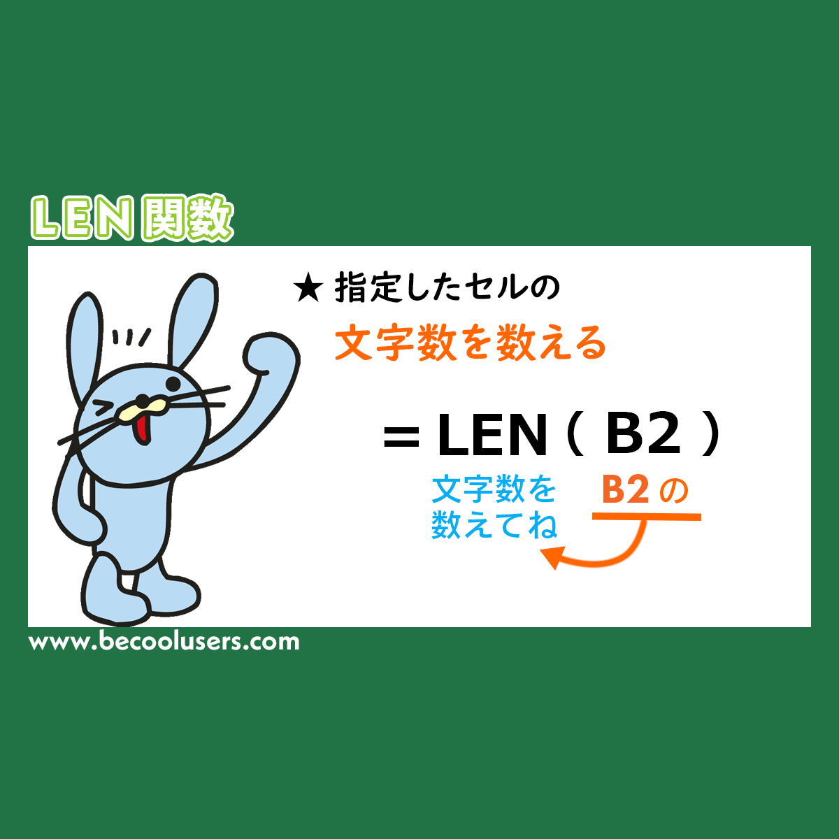 エクセルで文字数をカウントするlen関数
