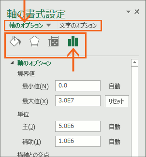 グラフの軸の目盛を千単位・万単位にする07