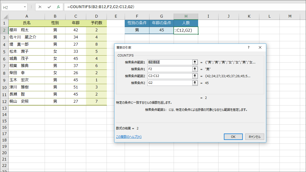 Countifの複数条件 Countifs関数で複数の条件に合うデータを数える Excel エクセル