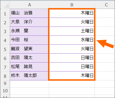 日付を曜日として見せている