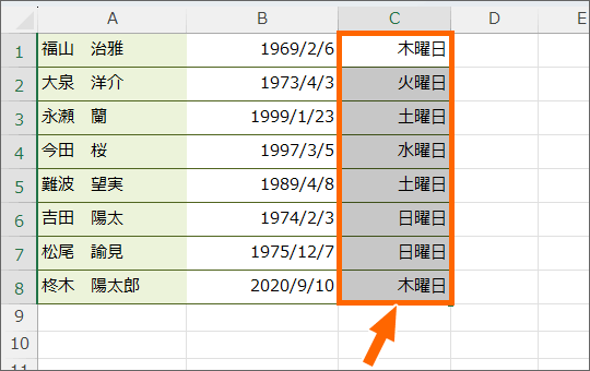 曜日として見せることができた