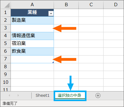 プルダウンメニュー用データをDeleteキーで消してしまった