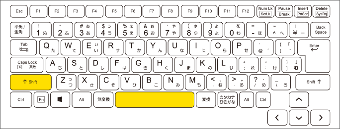 Shiftキーを押したままSpaceキー