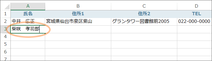 セルにデータを入力