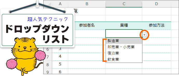 ドロップダウンリスト