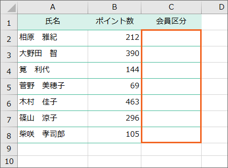 IF関数で複数条件を設定する表