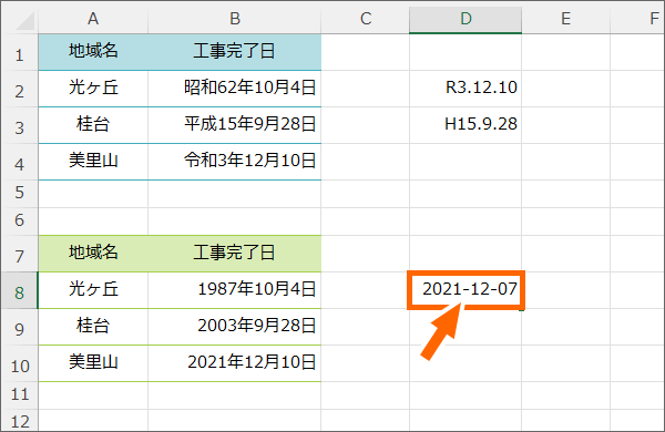 日付データの見せ方を表示形式で変更できた