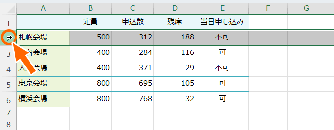 行番号のところで右クリック