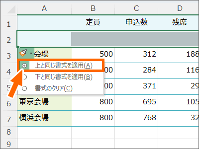 ［上と同じ書式を適用］