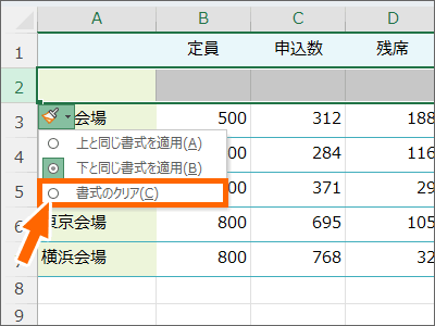 ［書式のクリア］