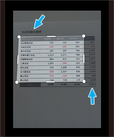 表のタイトルや合計欄を対象から外す