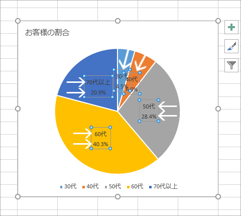 円グラフに内訳を表示するデータラベルを制覇！【Excel 2016・2013編】39