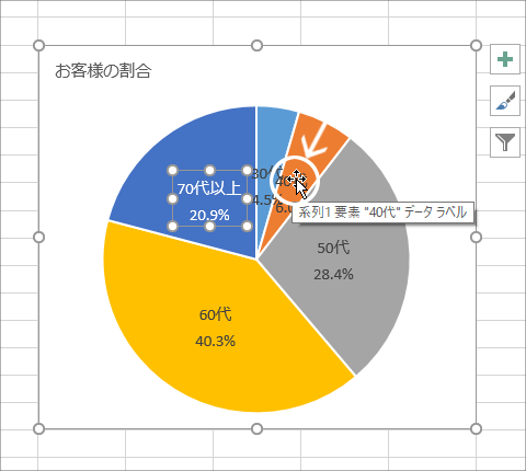 円グラフに内訳を表示するデータラベルを制覇！【Excel 2016・2013編】53