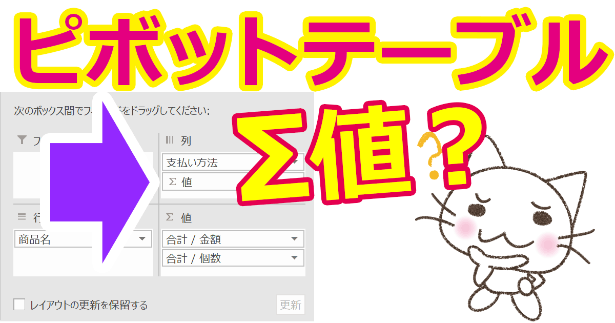 Excelピボットテーブルで［列］欄に自動でできた［Σ値］とは