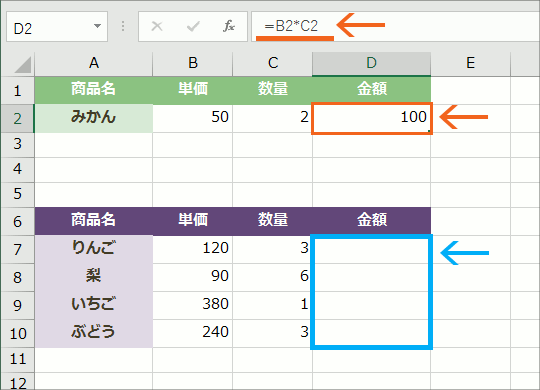 エクセルで数式をコピー その2 コピー方法の使い分けと相対参照