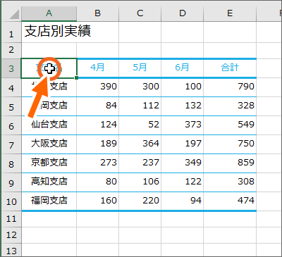 A3番地をクリックで選択