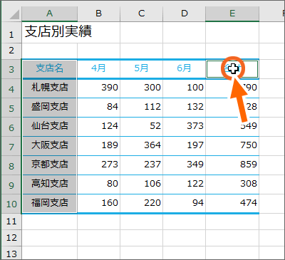 E3番地をクリックで選択