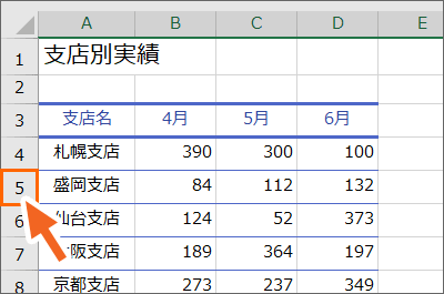 行番号の数字のところにマウスポインターを合わせる
