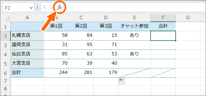 ［関数の挿入］ボタン