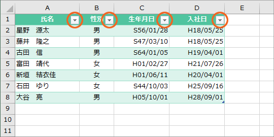 テーブル 書式 解除