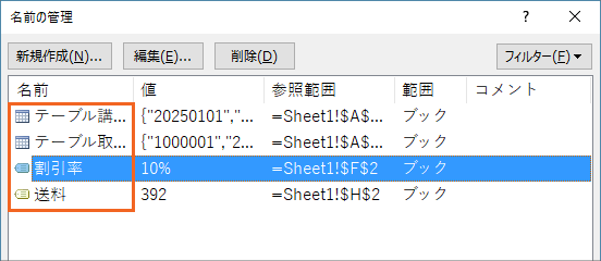 管理 excel 名前 の