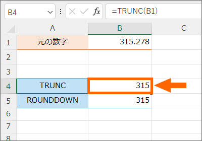 小数点以下を切り捨てることができた