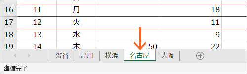 複数シートの選択が解除される