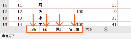 連続したシートを選択できた