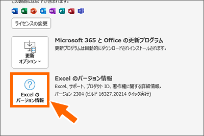 ［Excelのバージョン情報］ボタン