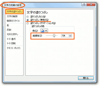 ワードアートの透過性 Office共通