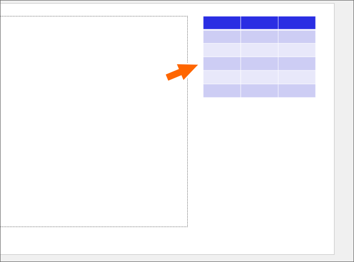 プレースホルダーに表を入れた