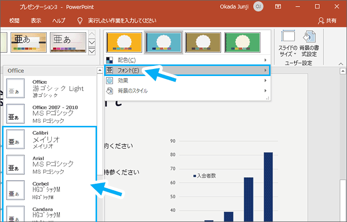 Powerpointテーマのフォント変更とカスタマイズ