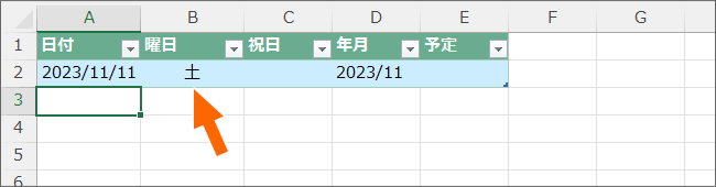 土曜日用の色がついた