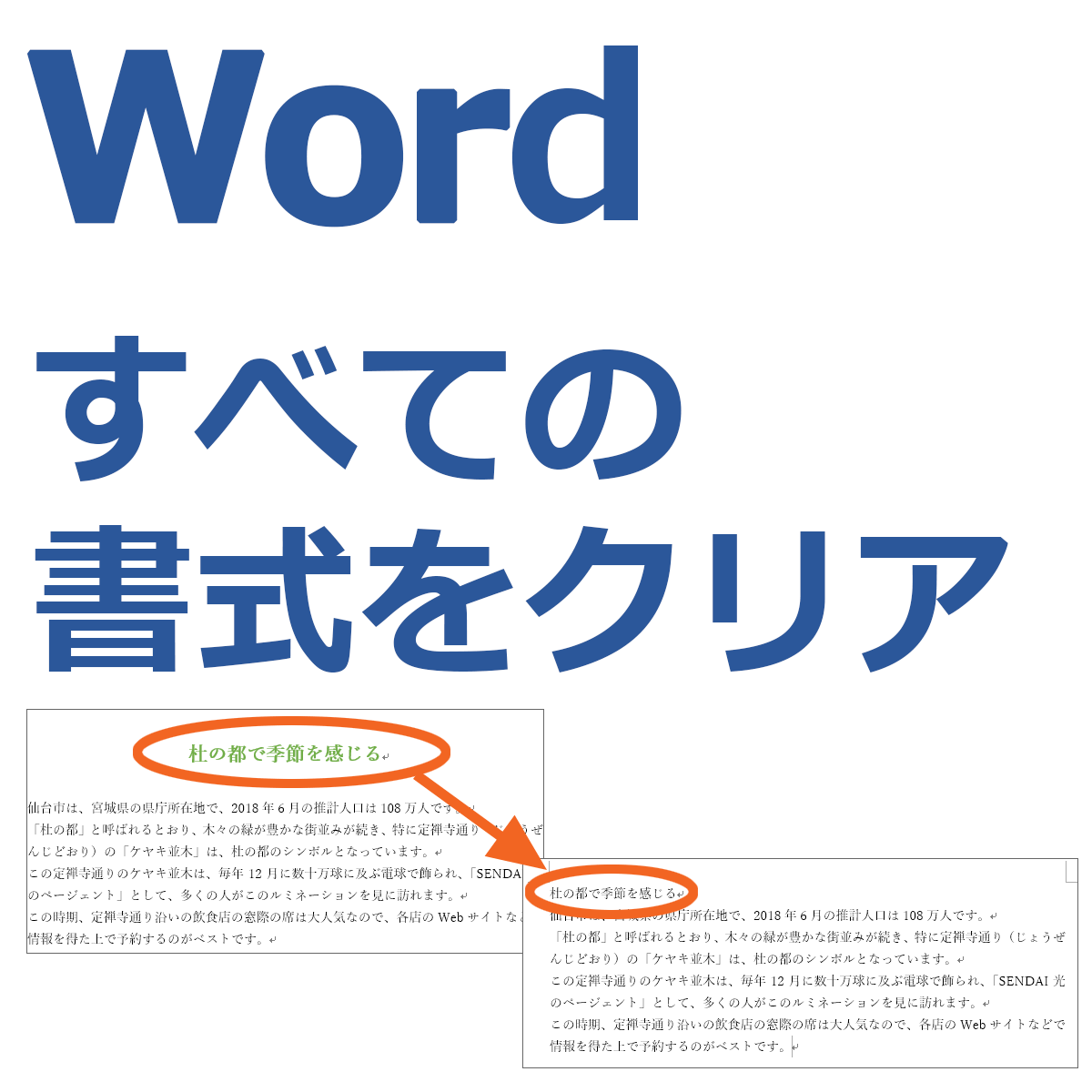 Wordの書式のクリアでまとめて書式解除