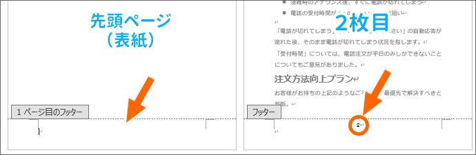 先頭ページのページ番号が消えた