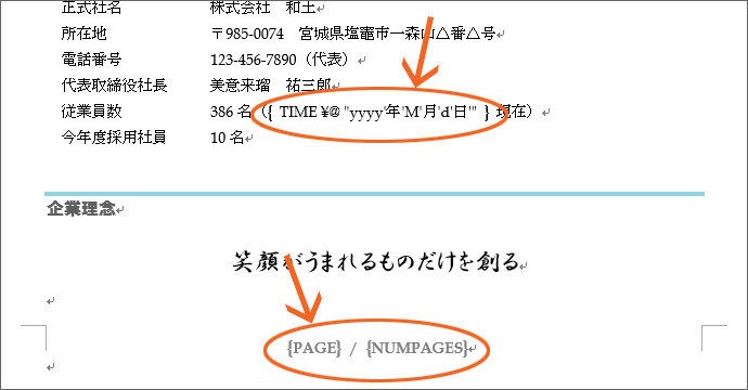 フィールドコード