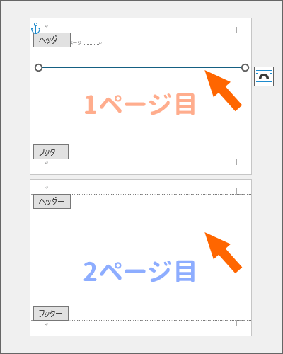 区切り線が2本表示されている