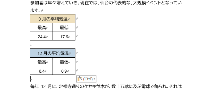 表を2つに分けることができた