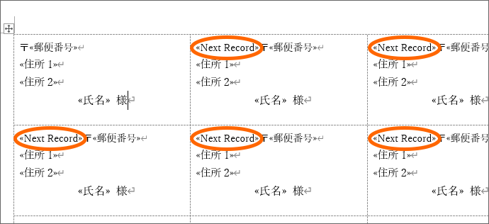 <<Next Record>>は絶対に消さないこと